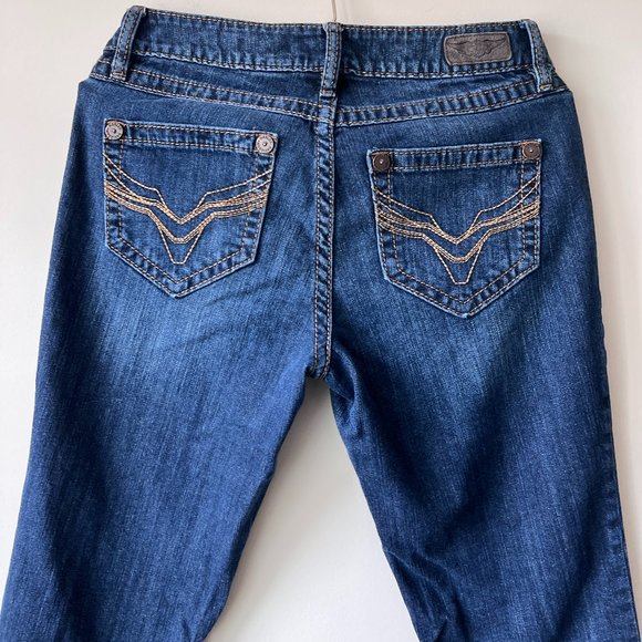 Gently Worn Harley-Davidson Jeans Low Rise Boot Cut Embroidered Y2K Medium Wash - Picture 12 of 15